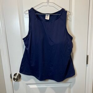 Lands End 20W DD Navy Blue Tankini Swim Top Ruched Side Women's Plus